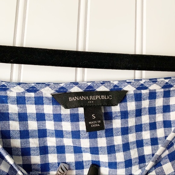 Banana Republic Womens Small Gingham Square Neck Top - Picture 3 of 5
